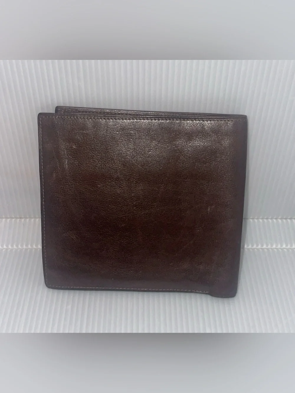 Longchamp Brown Leather Bifold Wallet, Made in France